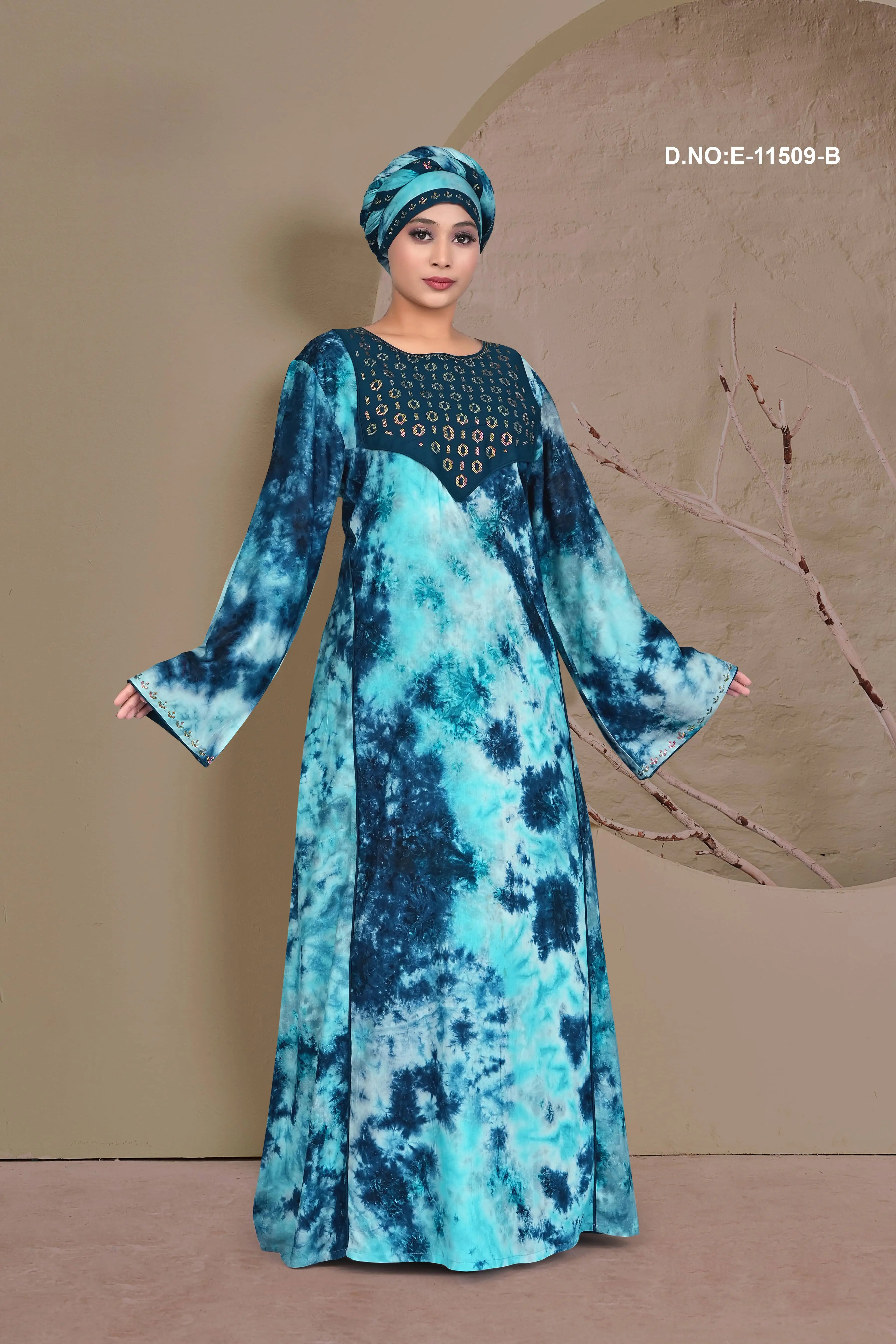 Embroidered Tie-Dye Style Abaya
